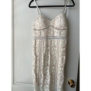Cream Crochet Dress with Nude Lining and Cutouts